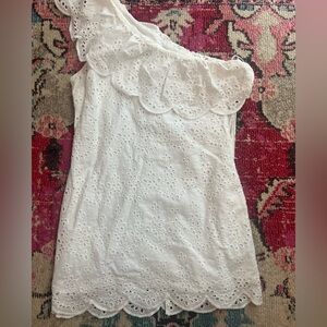 NWT White Eyelit One Shoulder Dress